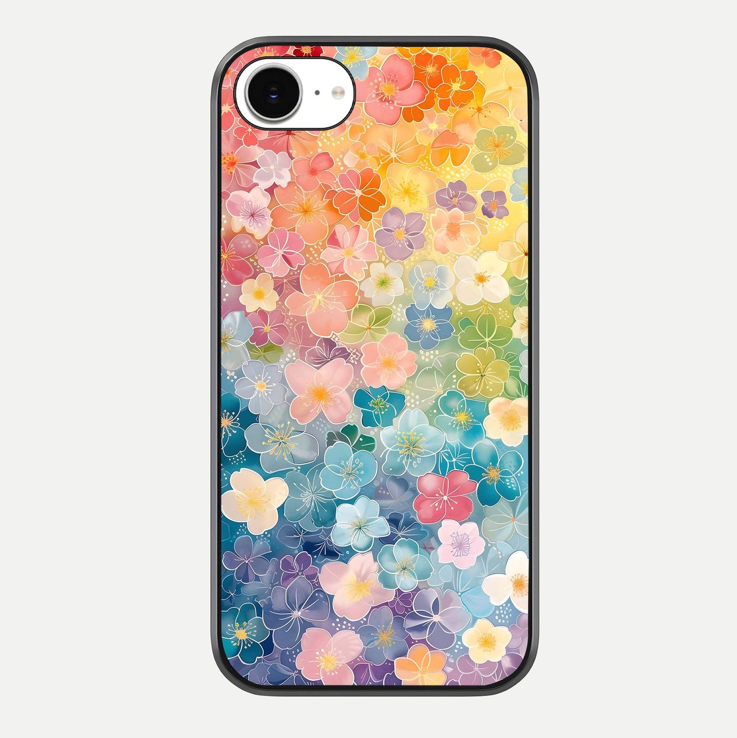 Rainbow Blossom Burst Glass Case For iPhone 16e by Custom World