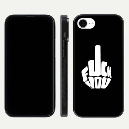 Rebel Mode On Glass Case for iPhone 16e front & back layout showing minimal tone and clean edge fit