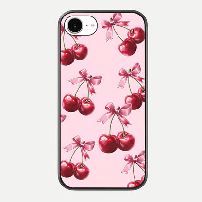 Red Cherries Pattern Glass Case For iPhone 16e