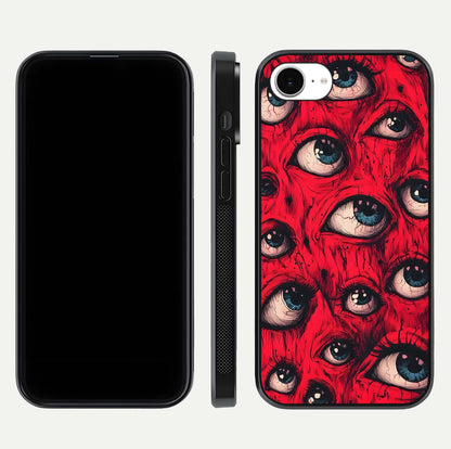 Red Eyes Pattern Glass Case For iPhone 16e