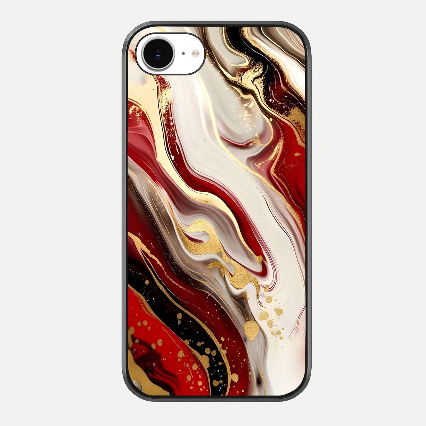 Red & White Marble Glass Case For iPhone 16e
