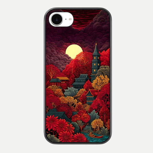 Scarlet Autumn Temple Glass Case For iPhone 16e by Custom World