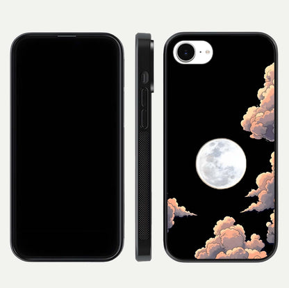 Shade Cloud Moon Glass Case for iPhone 16e front & back layout showing soft gradient tones and edges
