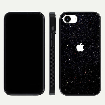 Starry Apple Galaxy Glass Case for iPhone 16e front & back layout showing cosmic tones and sleek edge