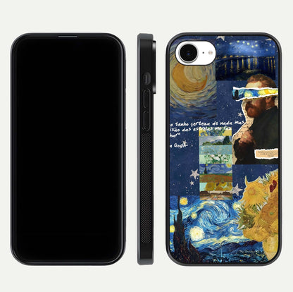 Starry Dream Vision Glass Case for iPhone 16e front & back layout showing star blend and smooth edges