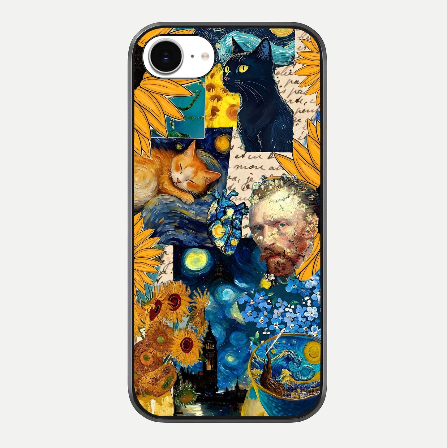 Sunflower Cat Art Glass Case For iPhone 16e by Custom World