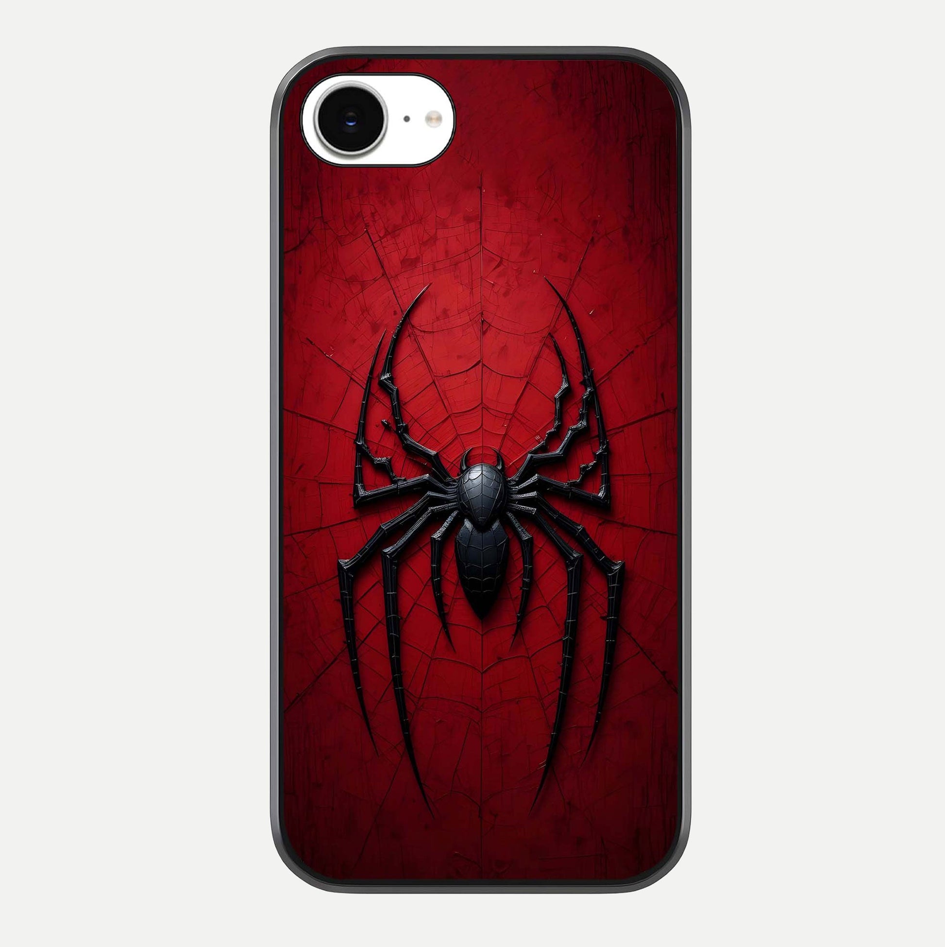Superhero Web Emblem Glass Case For iPhone 16e by Custom World