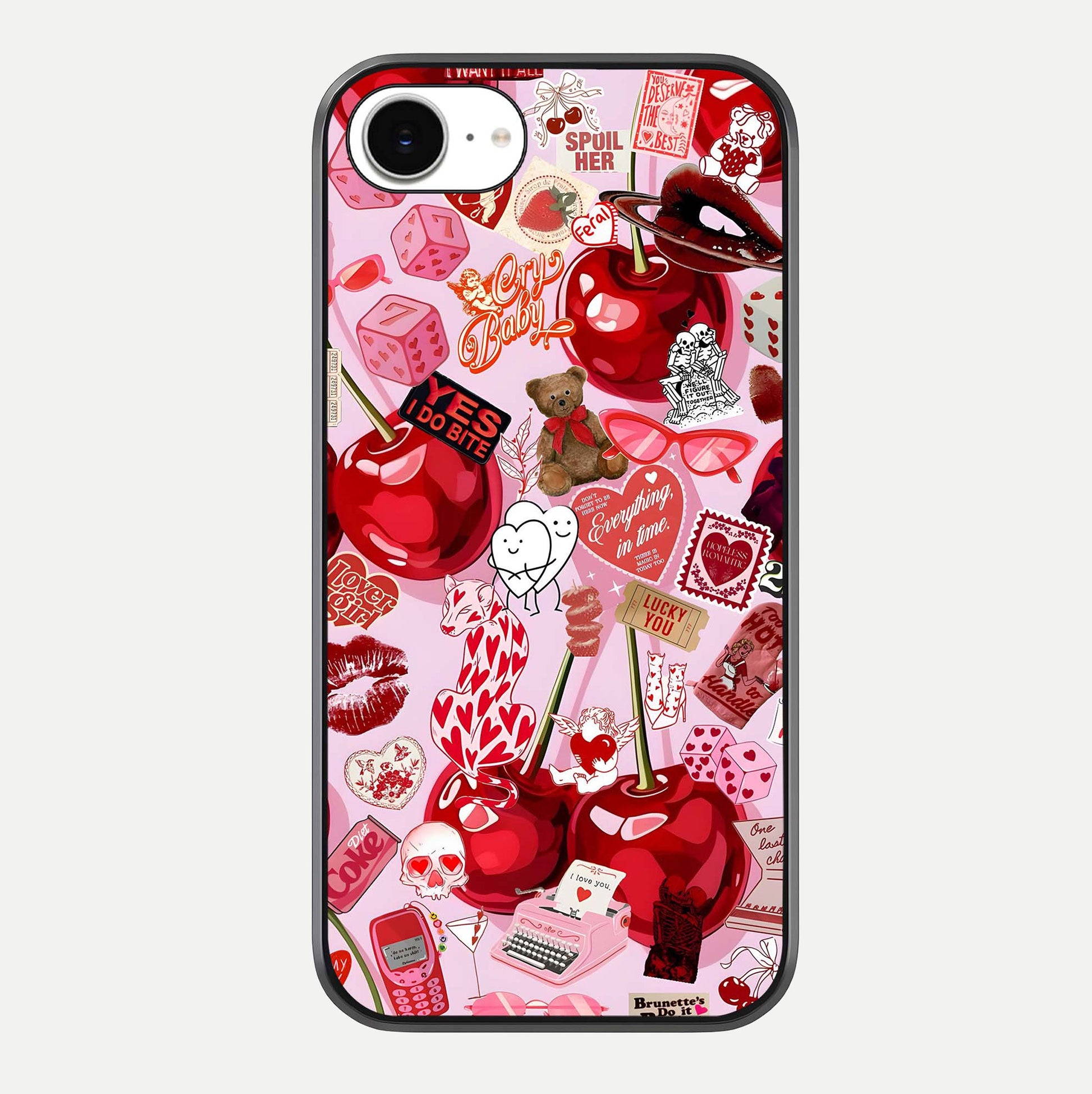 Sweet Cherry Chaos Glass Case For iPhone 16e by Custom World