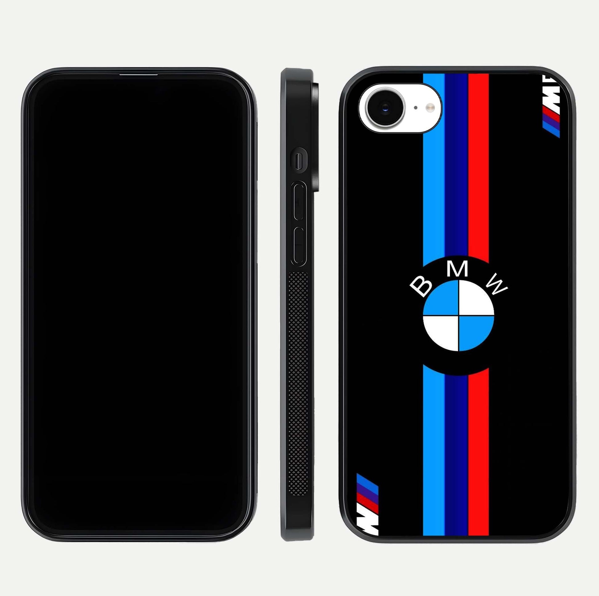 Turbo BMW Beast Glass Case for iPhone 16e front & back layout showing bold design and smooth finish