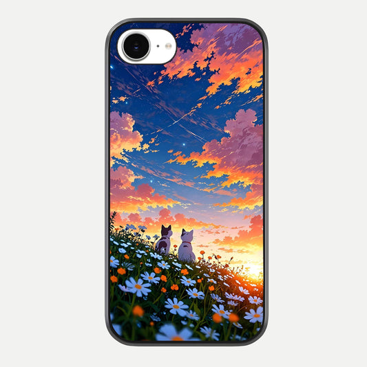 Two Cats Friends Glass Case For iPhone 16e by Custom World