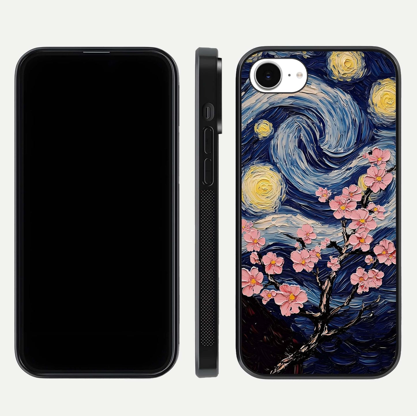 Van Gogh Scenery Glass Case for iPhone 16e front & back layout showing vibrant tones and detailed design