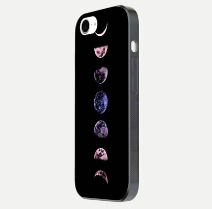 Crimson All Planets Glass Case for iPhone 16e side-angle photo capturing edge glow and glass reflection