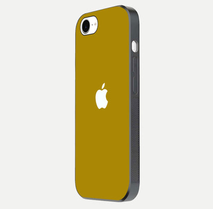 Golden Luxe Aura Glass Case for iPhone 16e side-angle image showing reflection clarity and aura glow