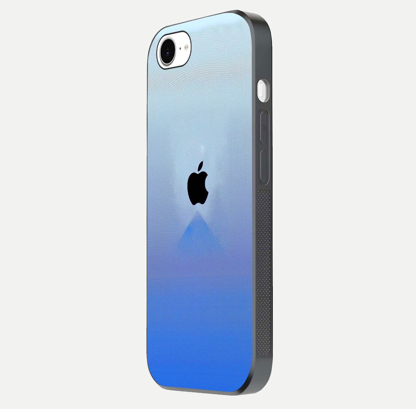 Gradient Apple Vibe Glass Case for iPhone 16e side-angle image showing reflection glow and elegant surface
