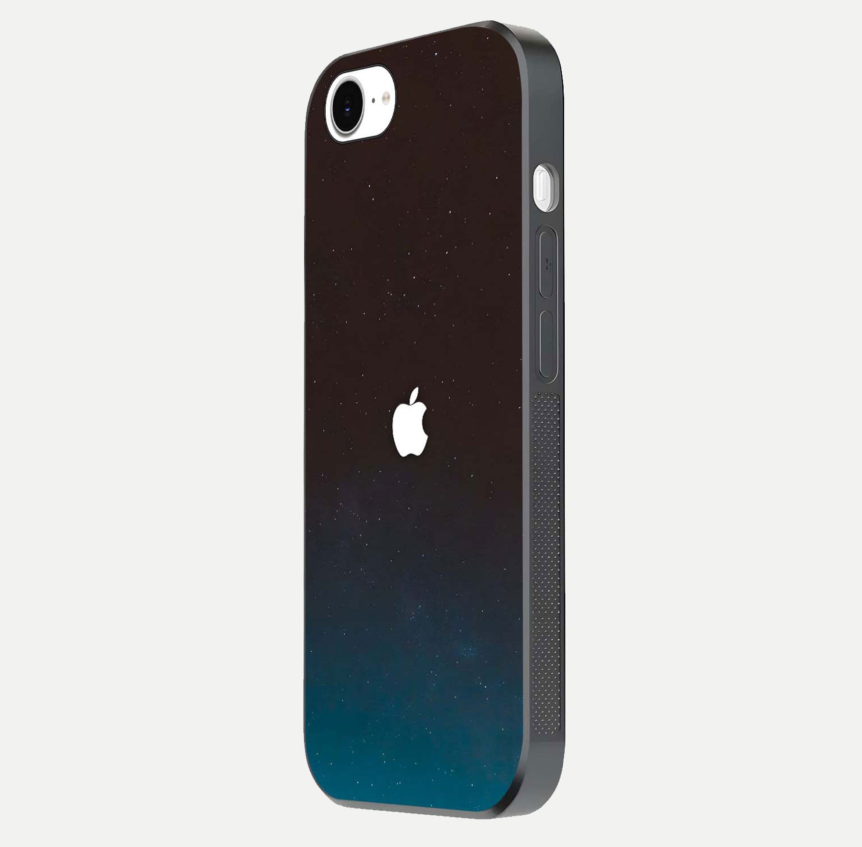Green Emerald Apple Logo Glass Case for iPhone 16e side-angle image showing reflection polish and rich emerald hue