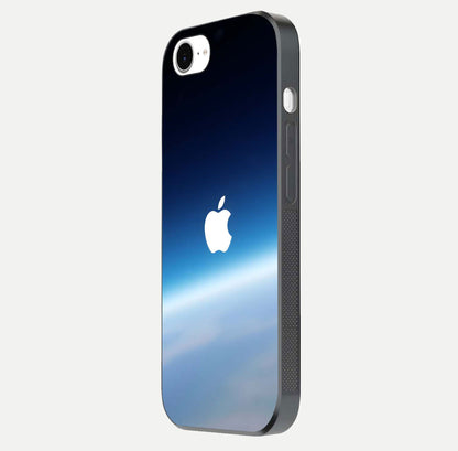 Minimal Apple Sky Glass Case for iPhone 16e side-angle image showing smooth reflection and gentle sky tone