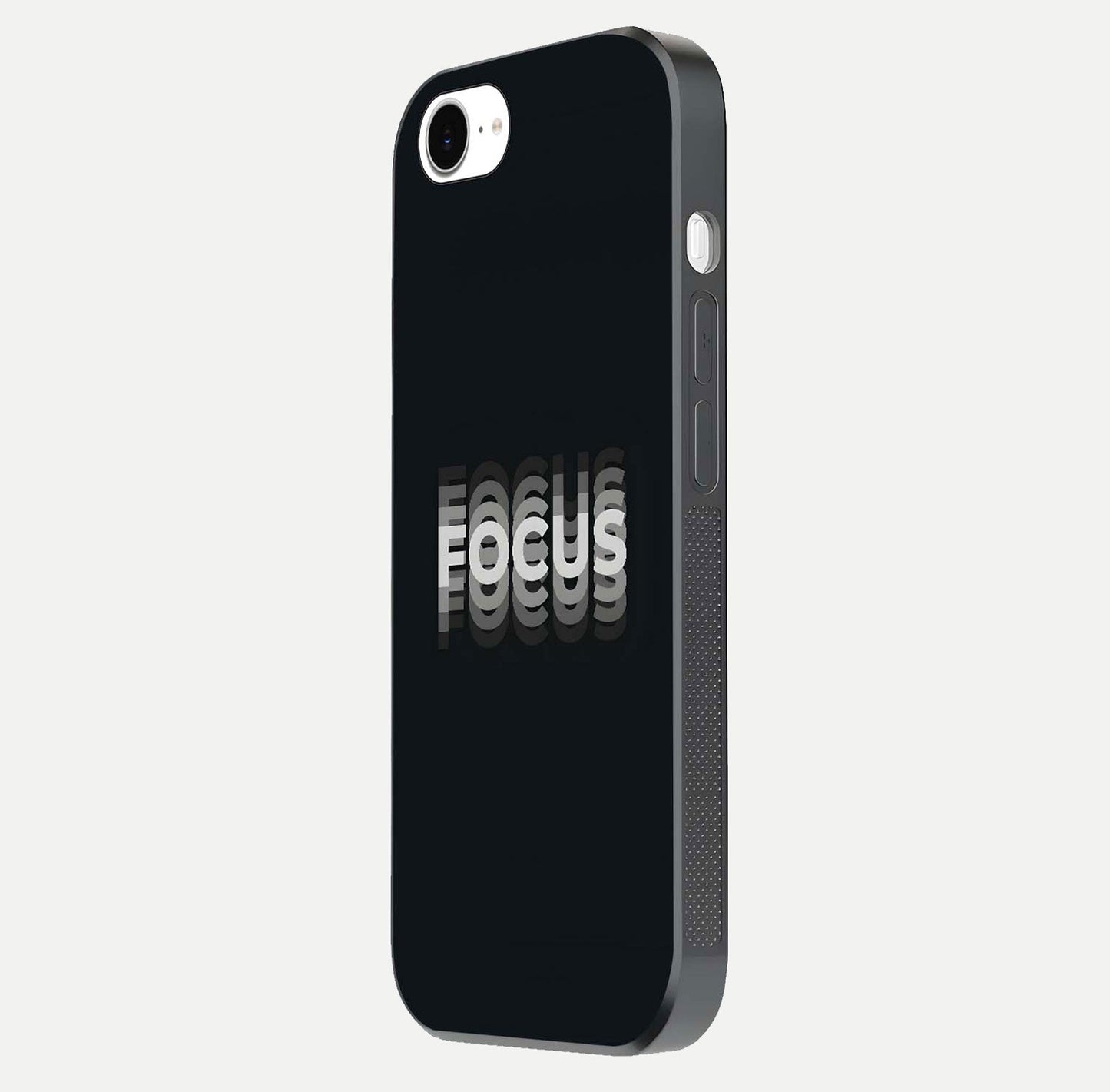Mono Focus Vision Glass Case for iPhone 16e side-angle image showing smooth reflection and minimal tones