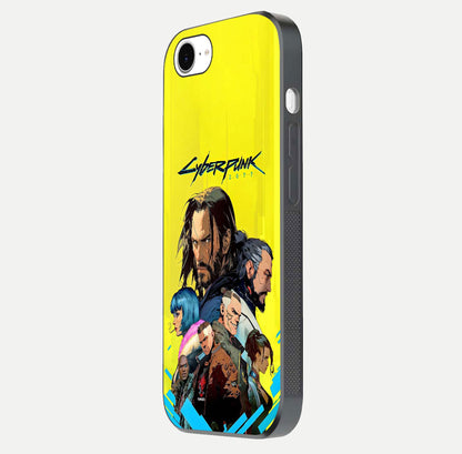 Neon Rebel Genesis Glass Case for iPhone 16e side-angle image showing gloss surface and sharp neon tone
