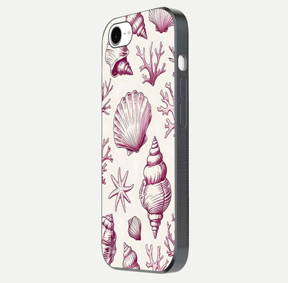 Pink Shells Outline Glass Case For iPhone 16e