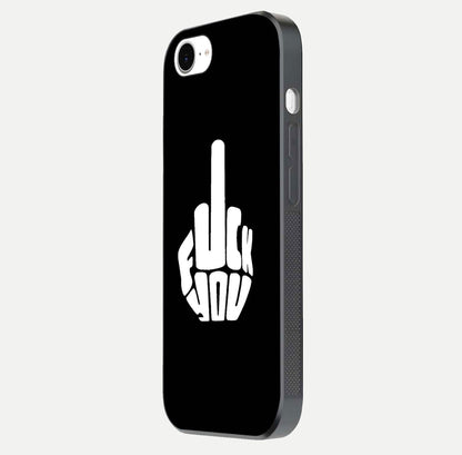 Rebel Mode On Glass Case for iPhone 16e side-angle image showing reflection, edge detail, and text clarity