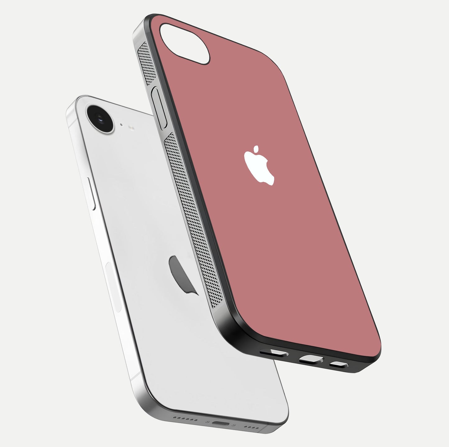 Apple Harmony Glass Case for iPhone 16e floating dual view capturing reflective texture and premium protection