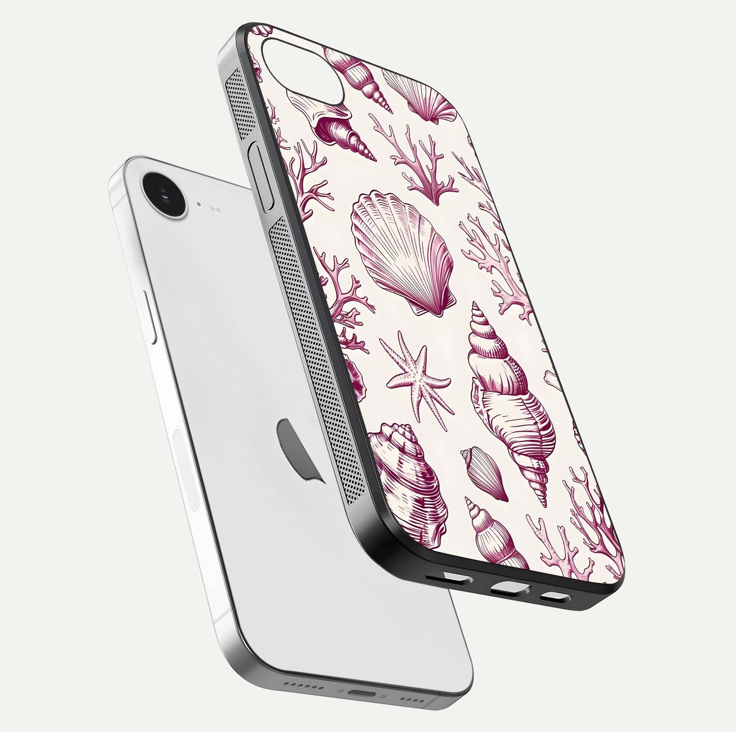 Pink Shells Outline Glass Case For iPhone 16e