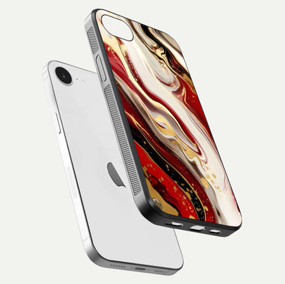 Red & White Marble Glass Case For iPhone 16e