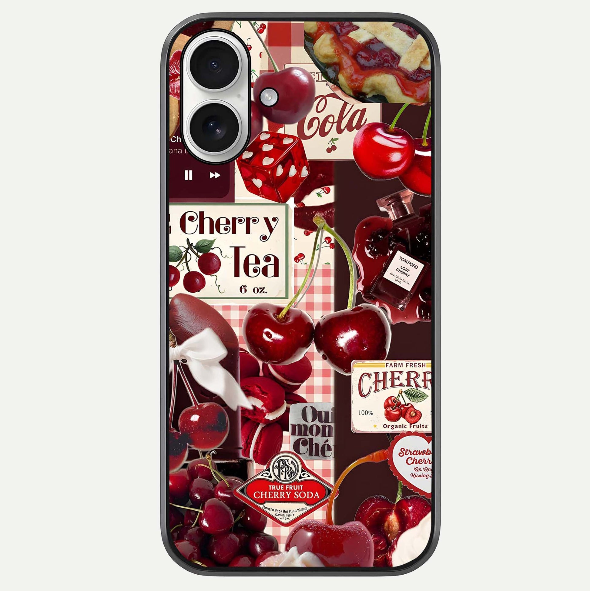 Aesthetic Cherry Tea Glass Case For iPhone 17 by Custom World