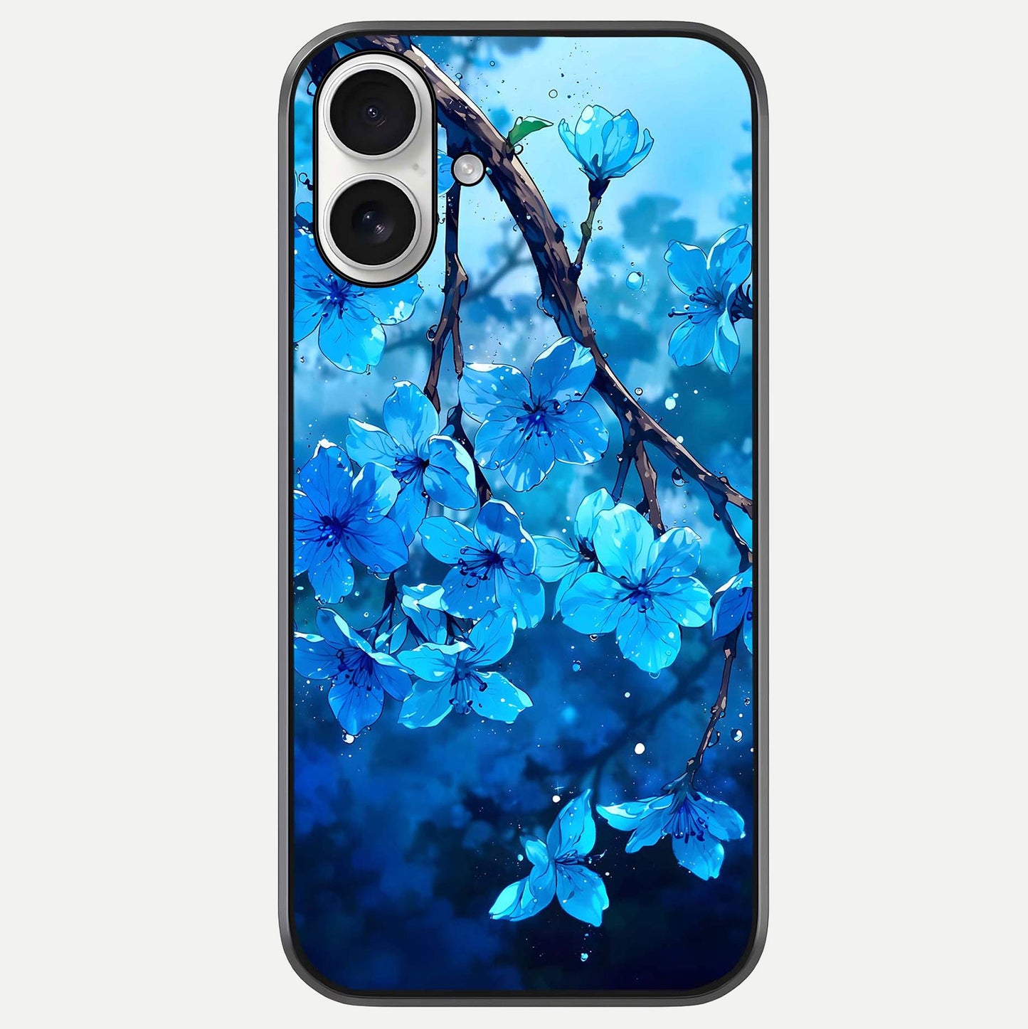 Blue Blossoms Branch Glass Case For iPhone 17 by Custom World