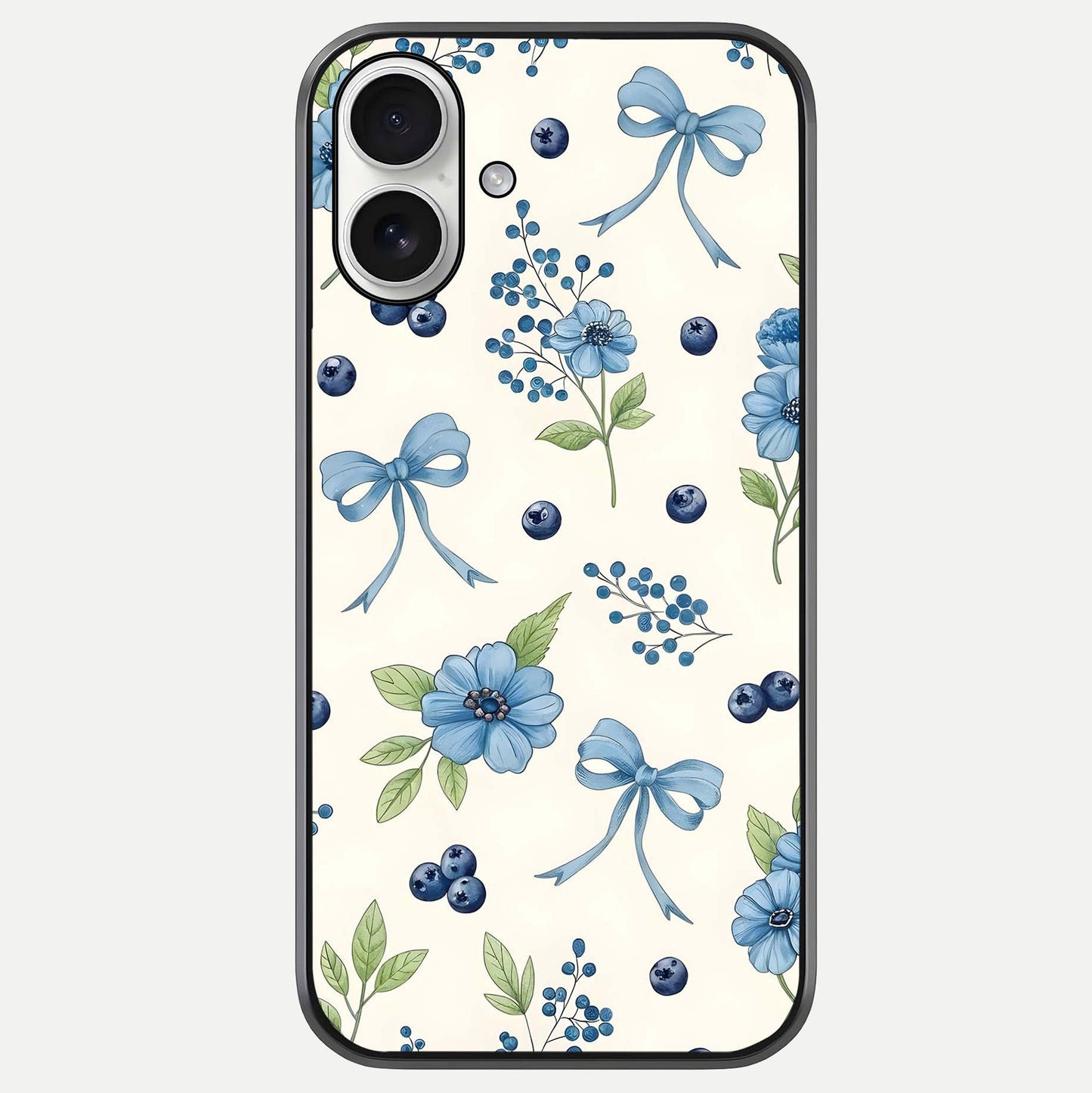 Blue Flower & Bow Glass Case For iPhone 17 by Custom World