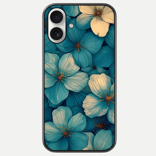 Blue Shade Floral Glass Case For iPhone 17 by Custom World
