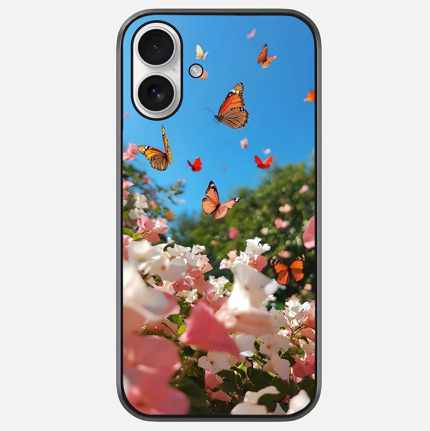 Butterflies In Bloom Sky Glass Case For iPhone 17 by Custom World