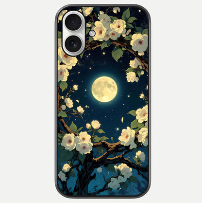Celestial Moon & Flower Glass Case For iPhone 17 by Custom World