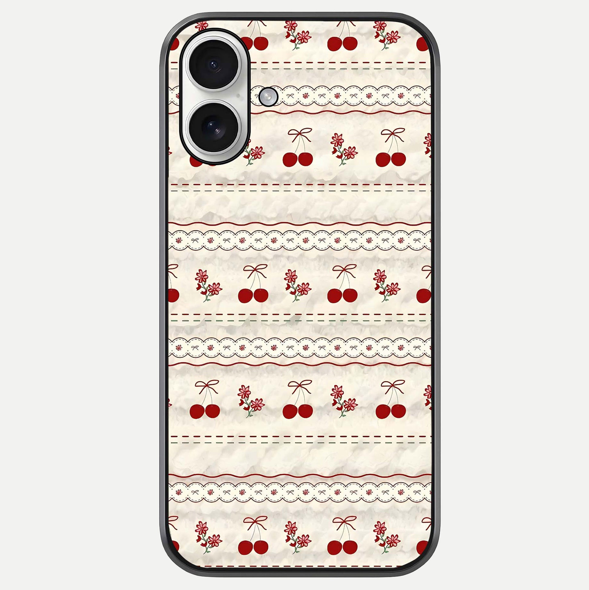 Cherry Bloom Charm Glass Case For iPhone 17 by Custom World