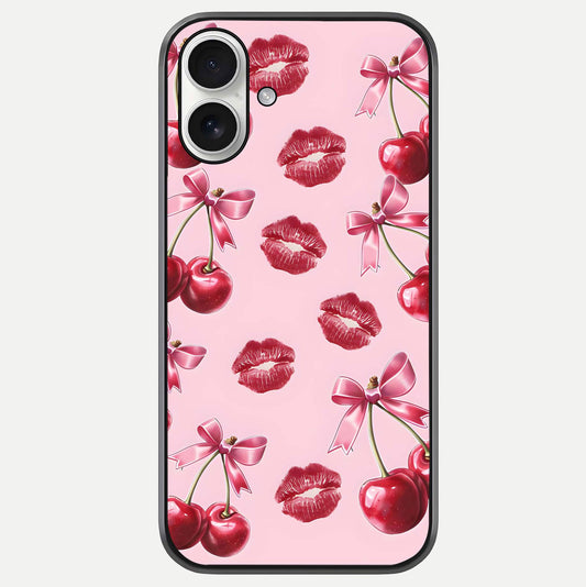 Cherry With Lips Glass Case For iPhone 17 by Custom World