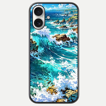 Coastal Blue Waves Glass Case For iPhone 17 by Custom World