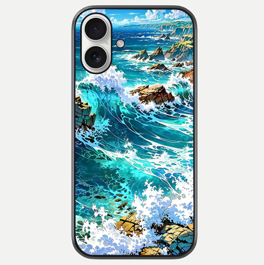 Coastal Blue Waves Glass Case For iPhone 17 by Custom World