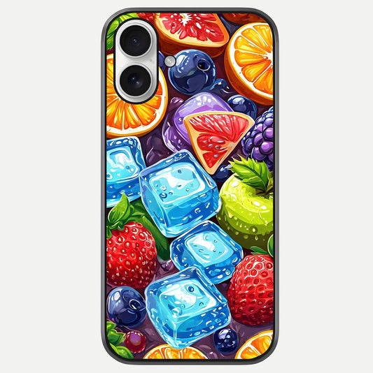 Colorful Fruits With Ice Glass Case For iPhone 17 by Custom World