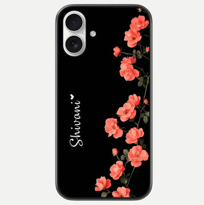 Crimson Bloom Grace Custom Name Glass Case For iPhone 17 by Custom World