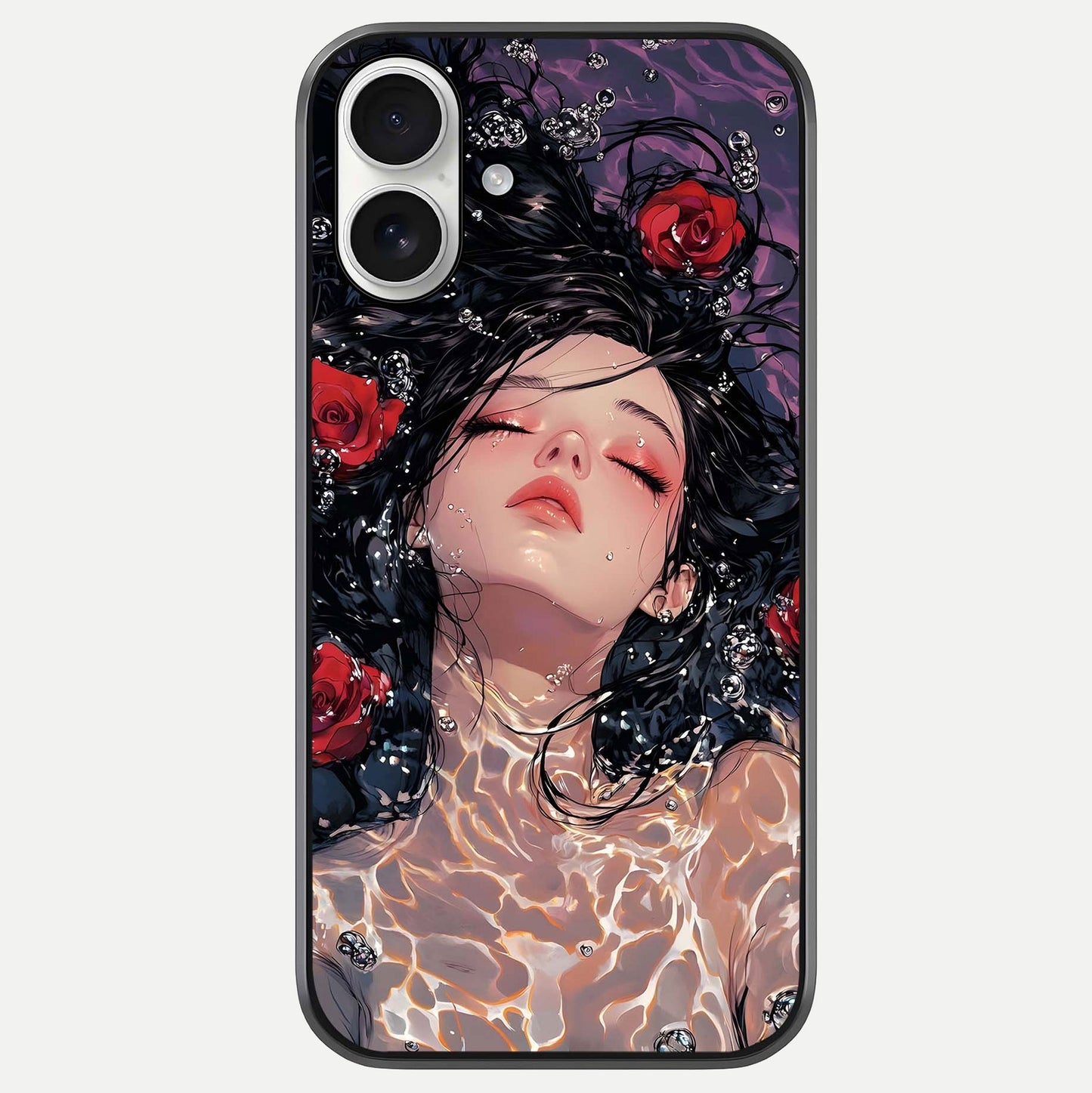 Crimson Rose Serenity Glass Case For iPhone 17 by Custom World