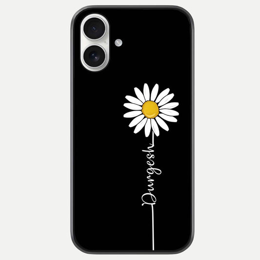 Custom Name White Flower Glass Case For iPhone 17 by Custom World