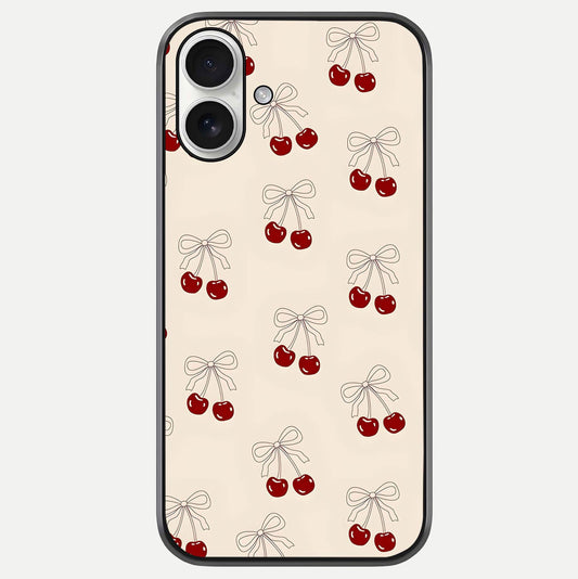 Cute Cherry Pattern Glass Case For iPhone 17 by Custom World