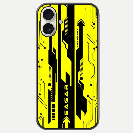 Electric Pulse CYBERPUNK Custom Name Glass Case For iPhone 17 by Custom World