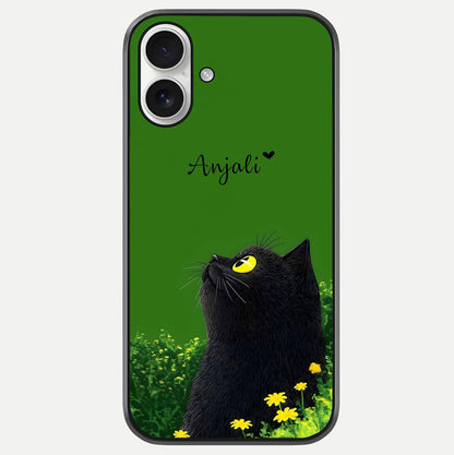 Emerald Cat Custom Name Glass Case For iPhone 17 by Custom World