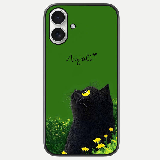 Emerald Cat Custom Name Glass Case For iPhone 17 by Custom World