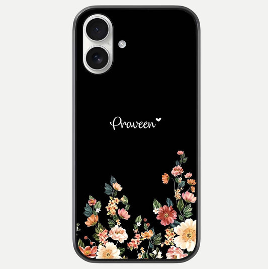 Floral Design Personalized Custom Name Glass Case For iPhone 17 by Custom World