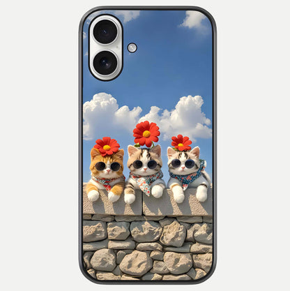 Floral Kitty Squad Glass Case For iPhone 17 by Custom World