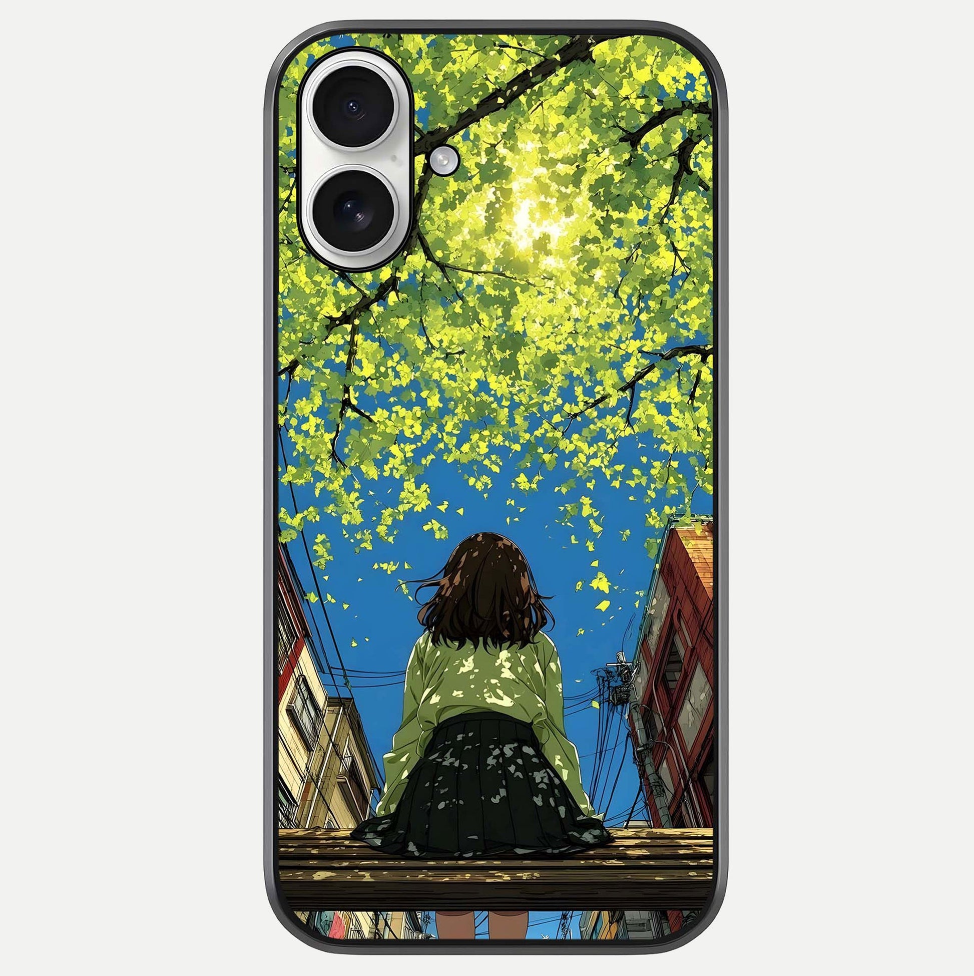 Golden Leaves Glow Glass Case For iPhone 17 by Custom World