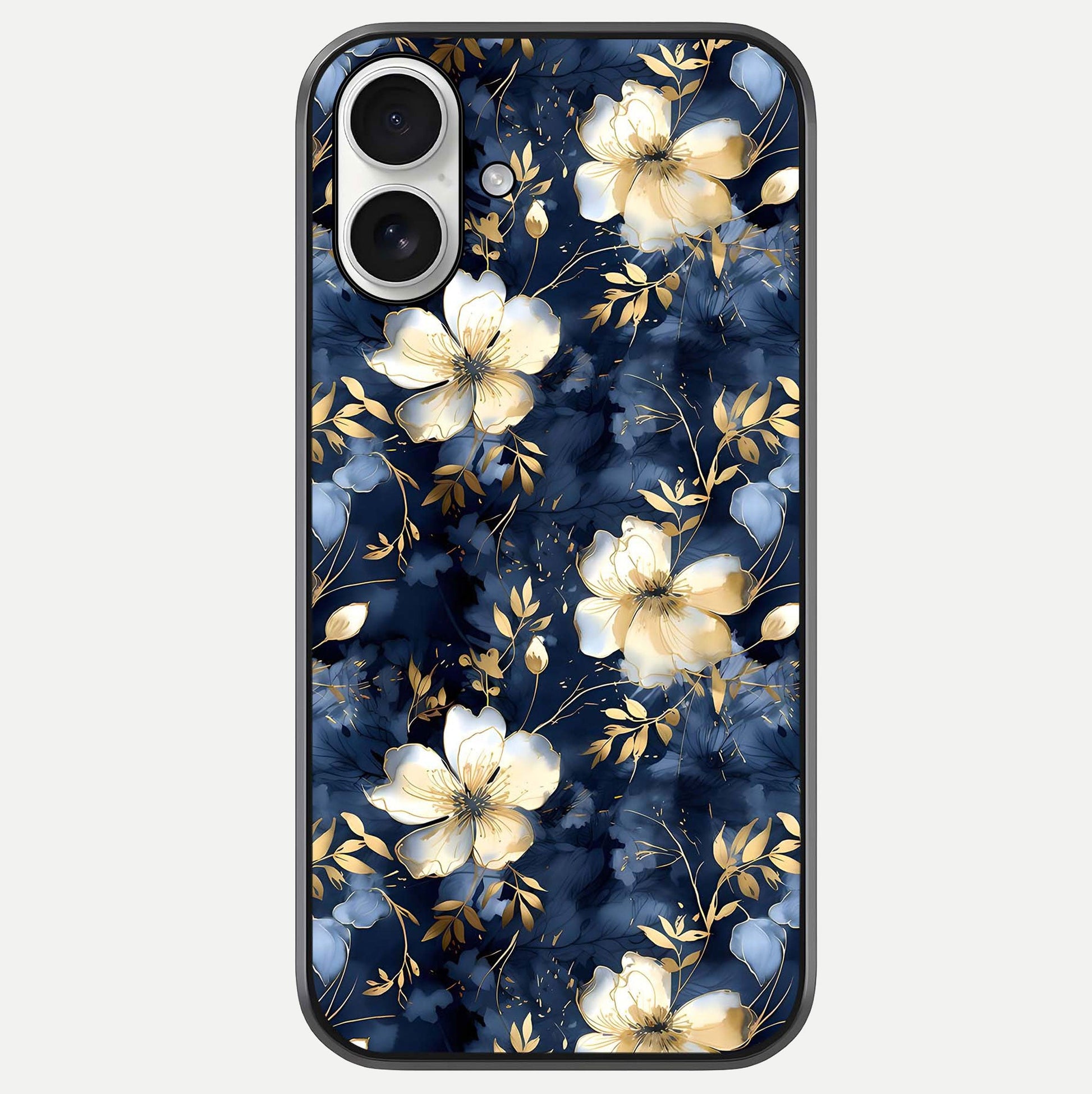 Golden Midnight Bloom Glass Case For iPhone 17 by Custom World