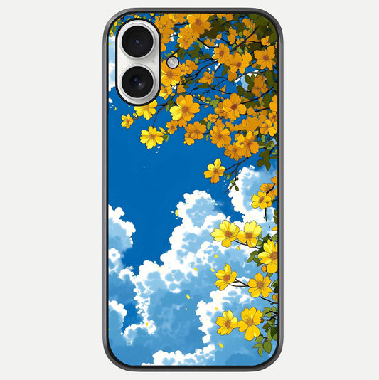 Golden Petal Sky Glass Case For iPhone 17 by Custom World